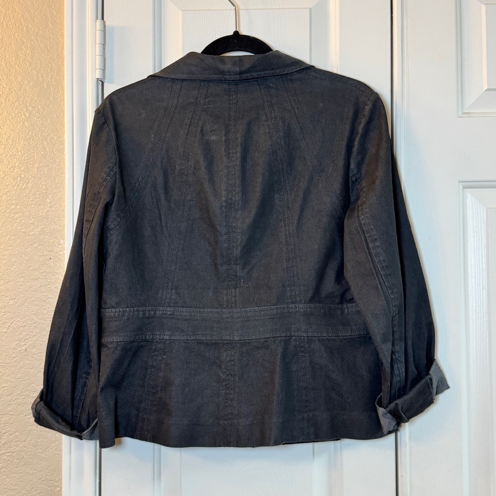 JONES NEW YORK SIGNATURE STRETCH Charcoal Gray L/S Jacket Blazer Sz M - Picture 6 of 6